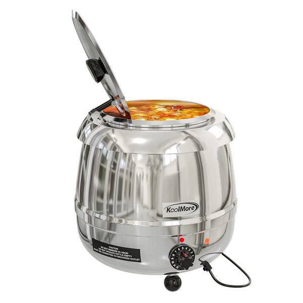Koolmore Commercial Soup Kettle Warmer with Hinged Lid and Removable Stainless-Steel Pot Insert SK-SS-3G